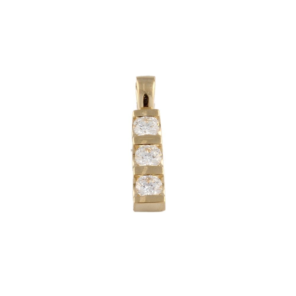 9ct Yellow Gold 0.51ct Round Brilliant Cut Diamonds Three Stone Pendant