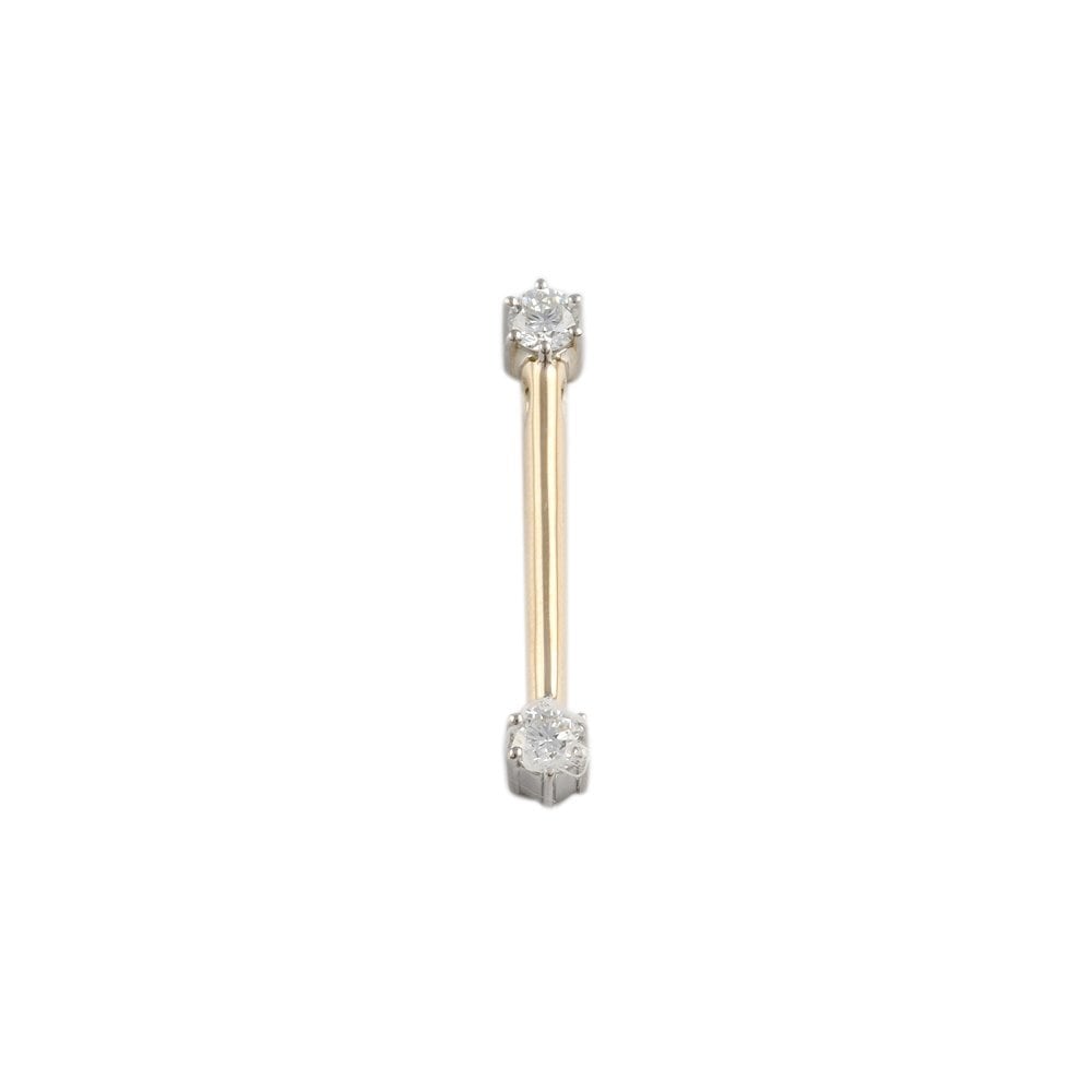9ct Yellow and White Gold 0.45ct Round Brilliant Cut Diamonds Two Stone Bar Pendant