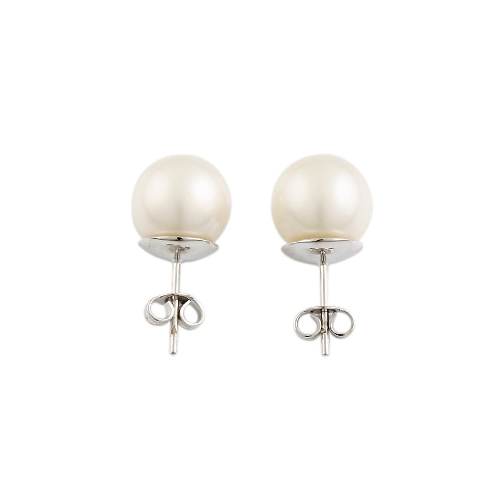 White Gold 12mm Freshwather Pearl Stud Earrings
