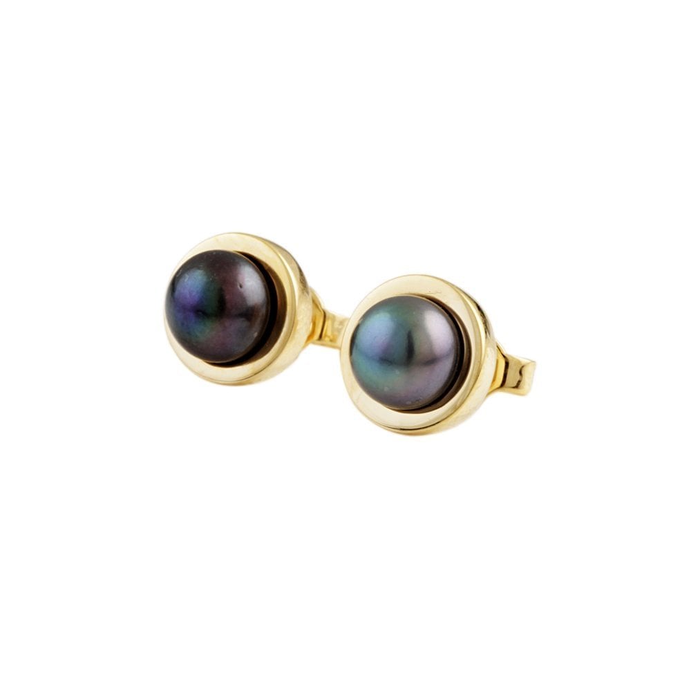 Yellow Gold 10mm Pearl Stud Earrings