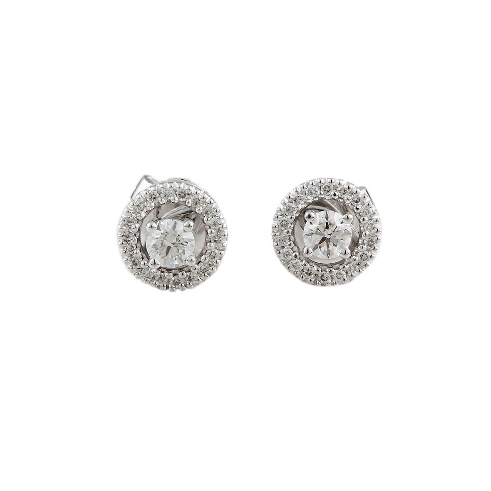 White Gold 0.57ct Round Brilliant Cut Diamond Cluster Earrings