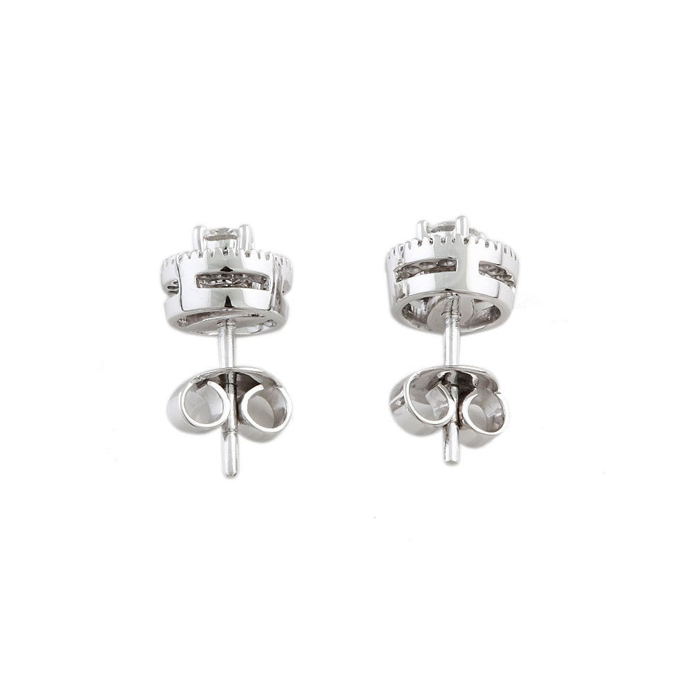 White Gold 0.57ct Round Brilliant Cut Diamond Cluster Earrings