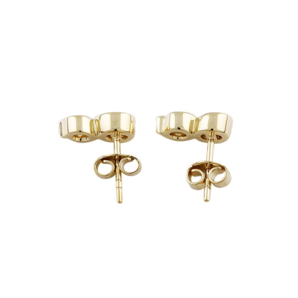 Yellow Gold 1.04ct Round Brilliant Cut Diamond Two Stone Stud Earrings