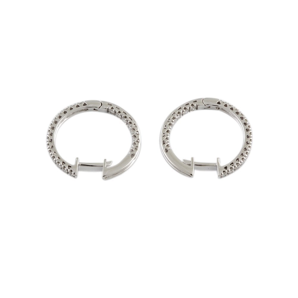 White Gold 0.98ct Round Brilliant Cut Diamonds Hoop Earrings