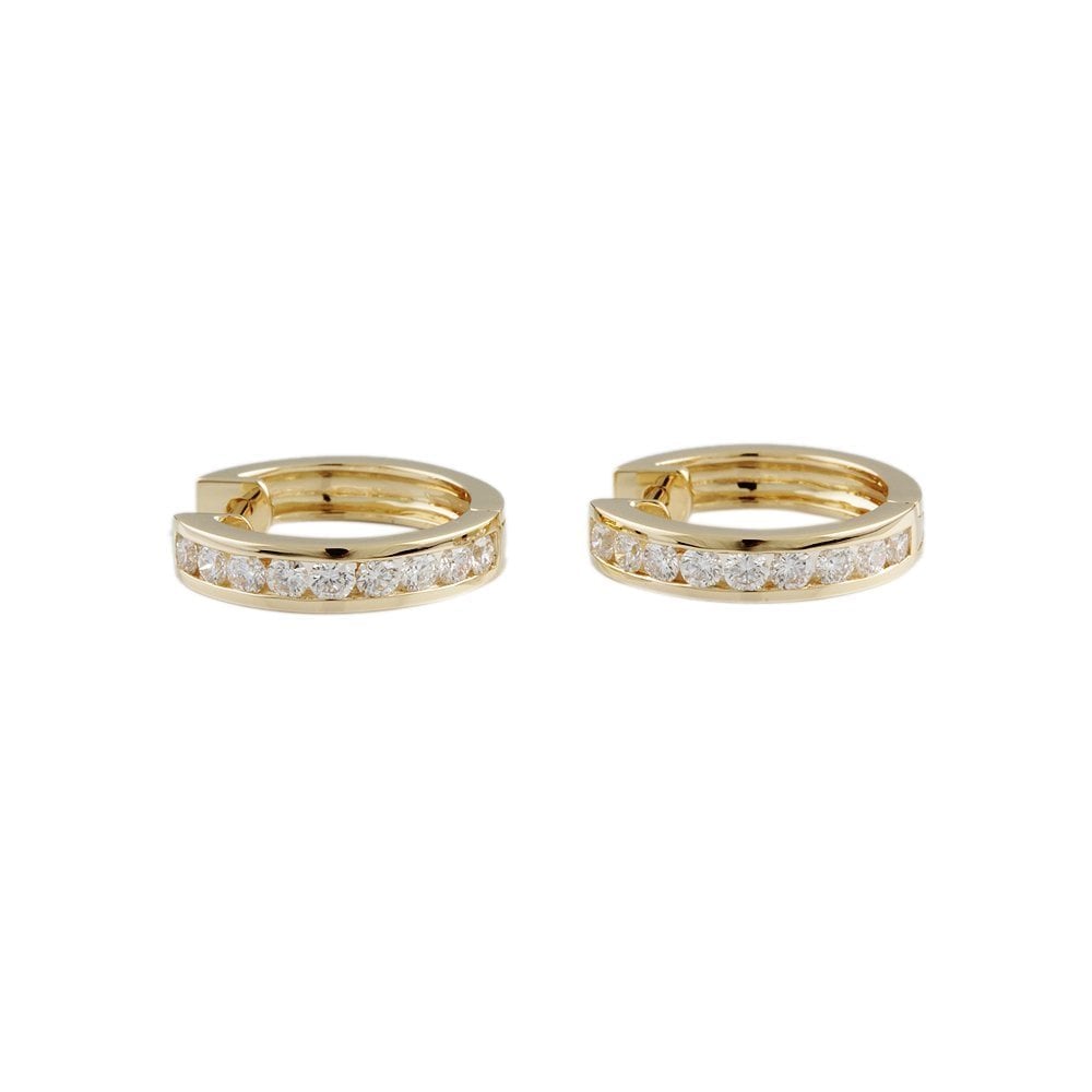 Yellow Gold 0.75ct Round Brilliant Cut Hoop Earrings