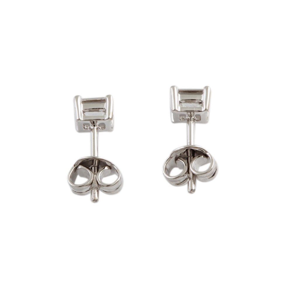White Gold 0.68ct Emerald Cut Diamond Solitaire Stud Earrings