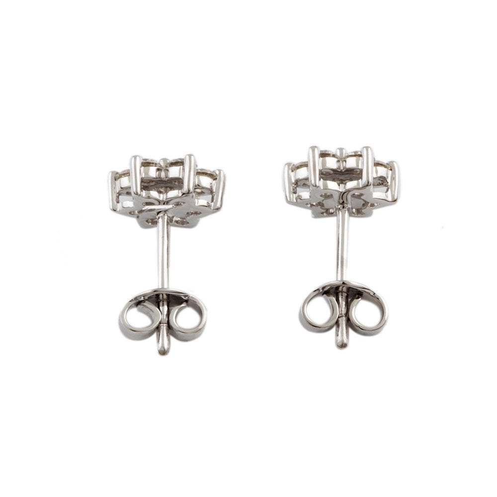 White Gold 1.01ct Round Brilliant Cut Diamond Cluster Earrings