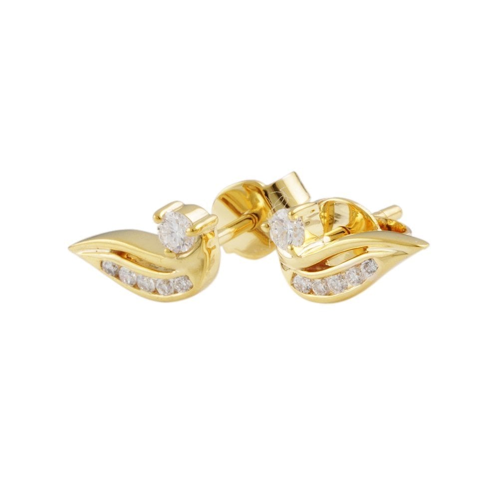 Yellow Gold 0.28ct Round Brilliant Cut Diamond Stud Earrings