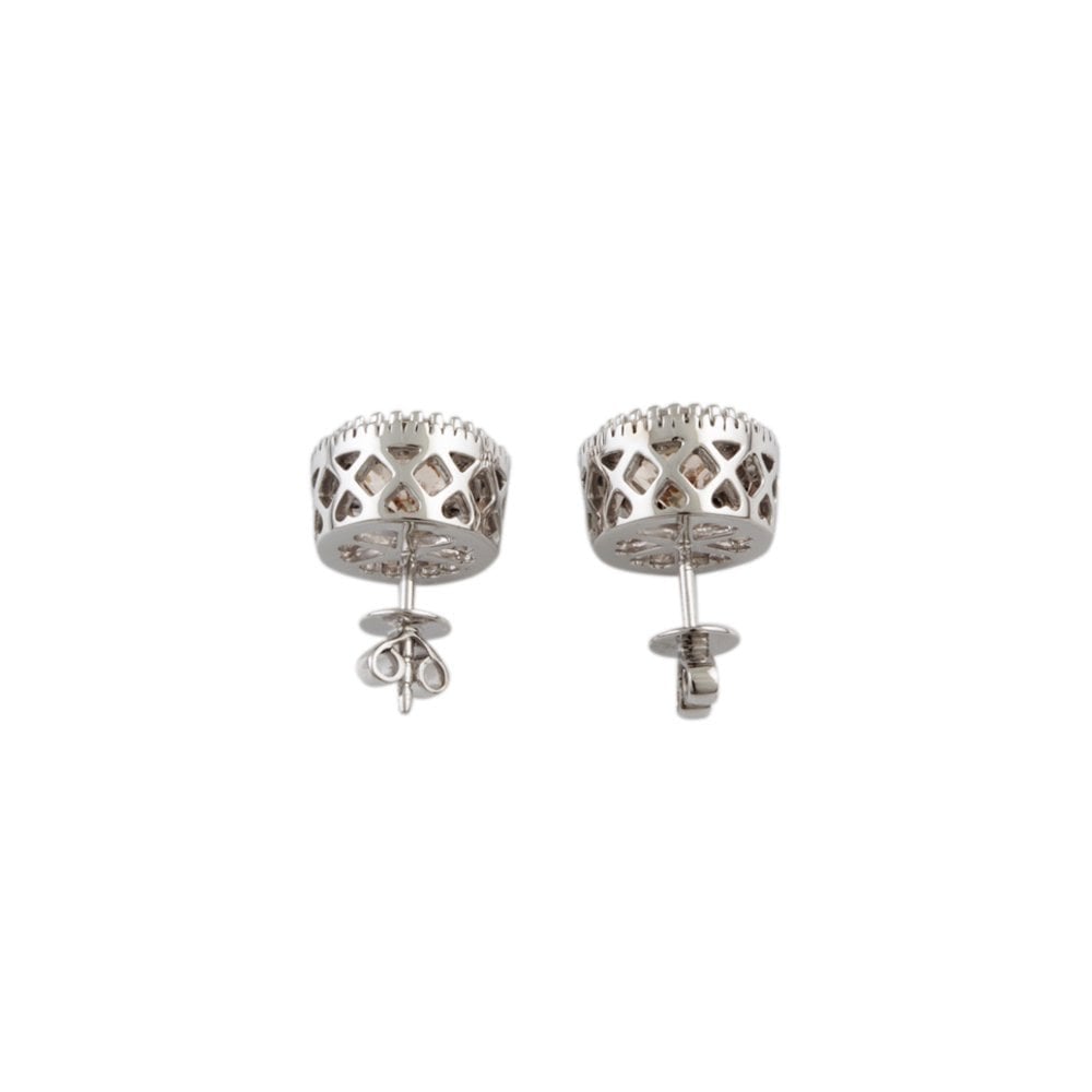 White Gold 0.21ct Round Brilliant Cut Diamond and 3.95ct Round Morganite Cluster Earrings
