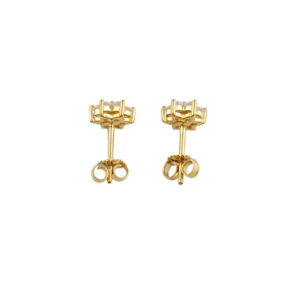 Yellow Gold 1.00ct Round Brilliant Cut Diamond Cluster Earrings