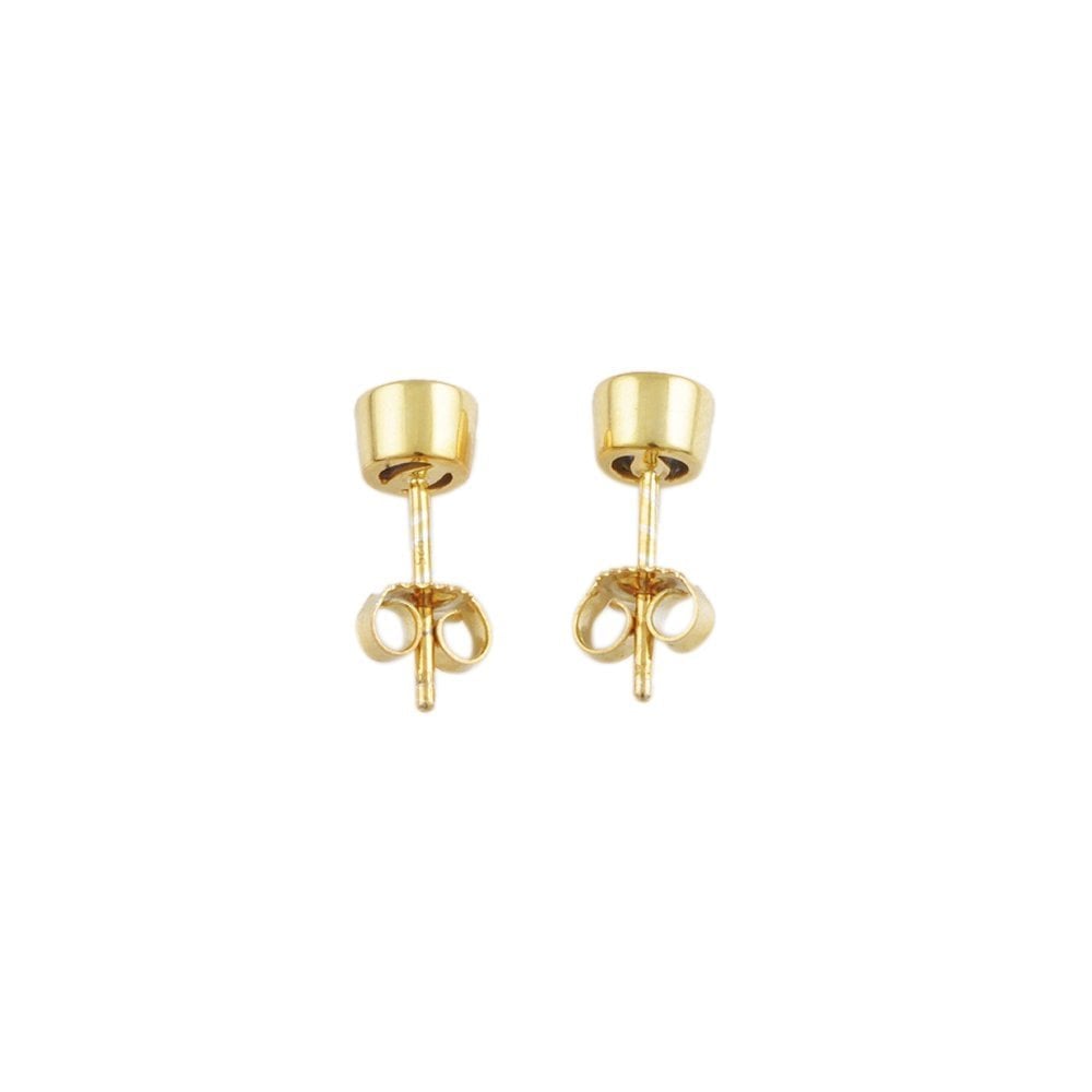 Yellow Gold 0.50ct Round Blue Sapphire Single Stone Stud Earrings