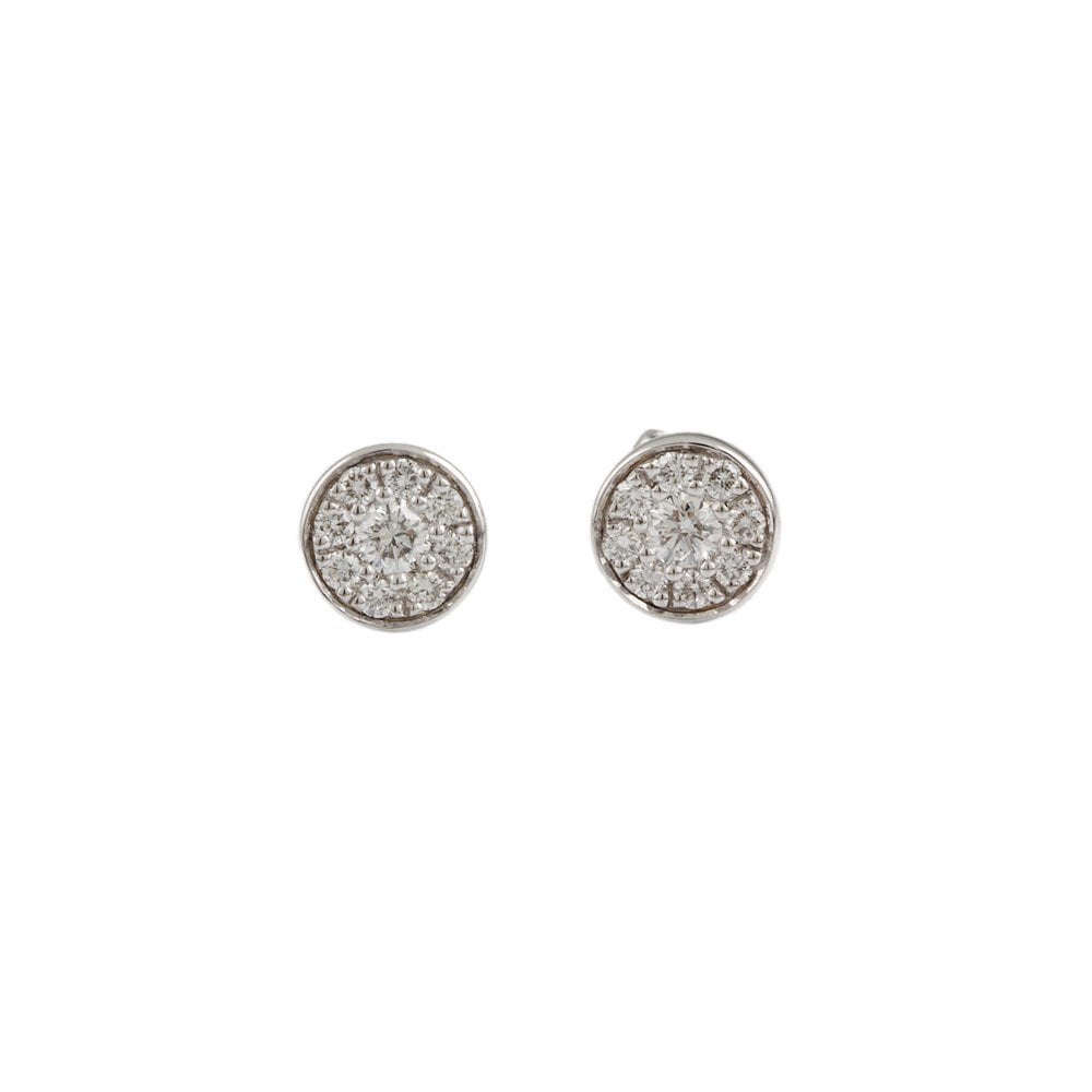 White Gold 0.53ct Round Brilliant Cut Diamond Cluster Earrings