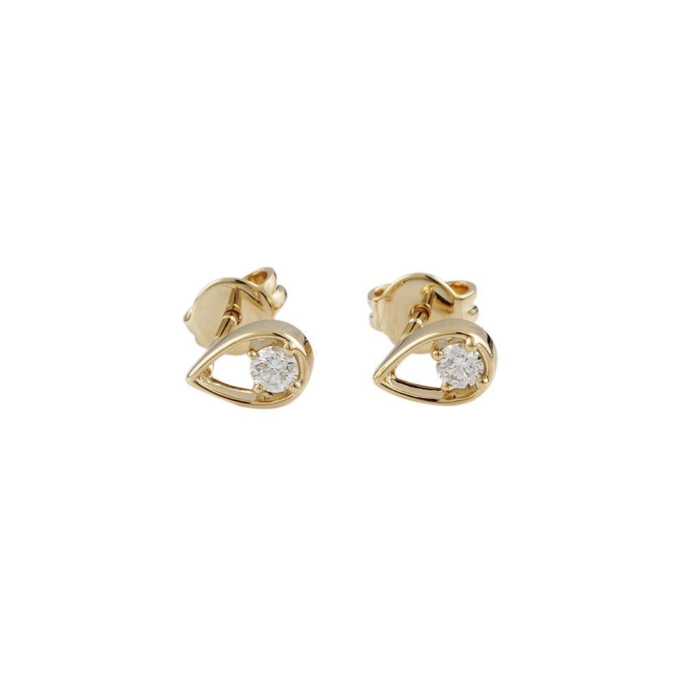Yellow Gold Round Brilliant Cut Diamond Solitaire Earrings Total Diamond Weight 0.25ct