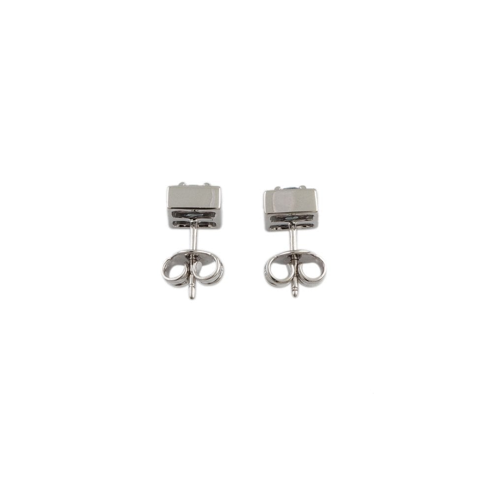 White Gold 0.49ct Square Aquamarine Single Stone Stud Earrings