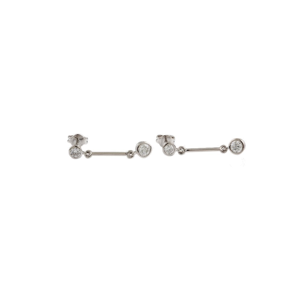 White Gold 1.05ct Round Brilliant Cut Diamond Bar Drop Earrings