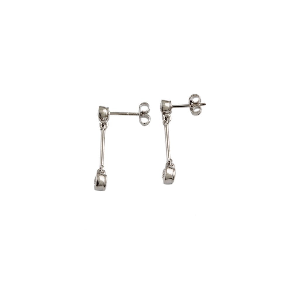 White Gold 1.05ct Round Brilliant Cut Diamond Bar Drop Earrings
