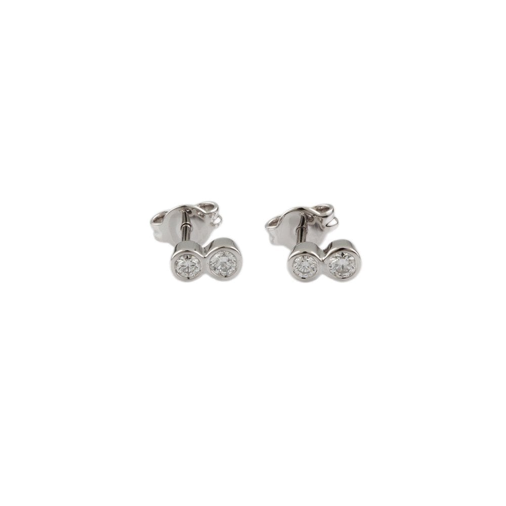 White Gold 0.30ct Round Brilliant Cut Diamond Two Stone Stud Earrings