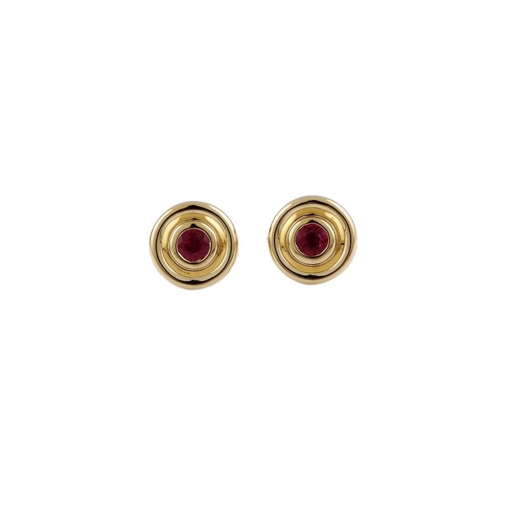 Yellow Gold 0.55ct Round Ruby Single Stone Stud Earrings