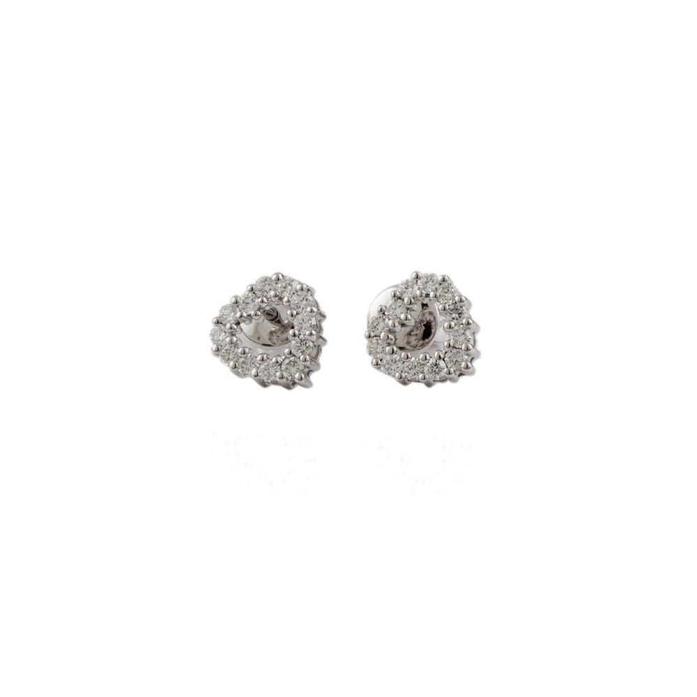 White Gold 0.34ct Round Brilliant Cut Diamond Heart Shaped Stud Earrings