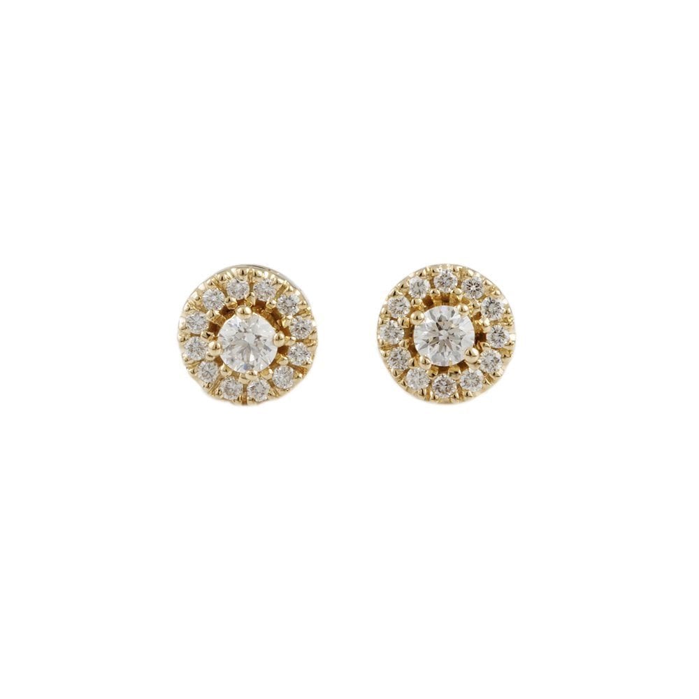 Yellow Gold 0.83ct Round Brilliant Cut Diamond Cluster Earrings