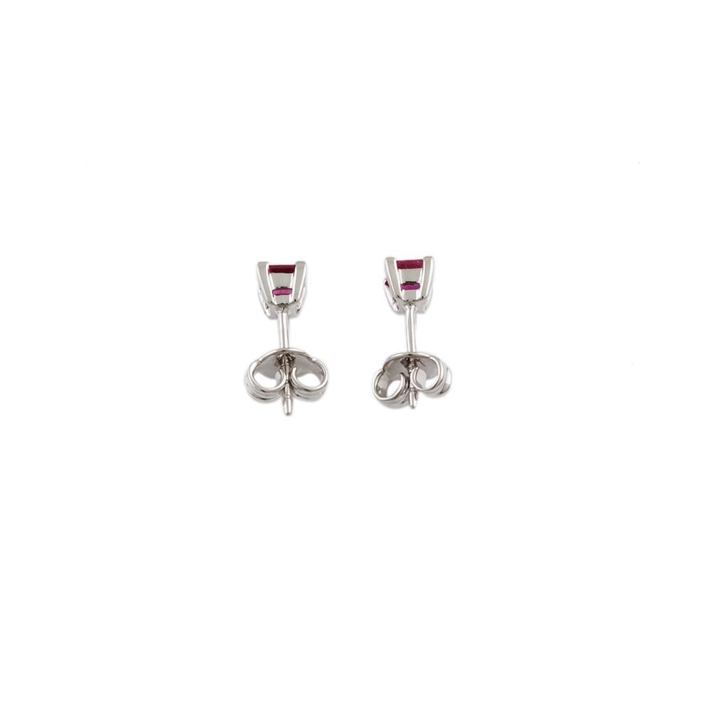 White Gold 0.65ct Round Square Single Stone Stud Earrings