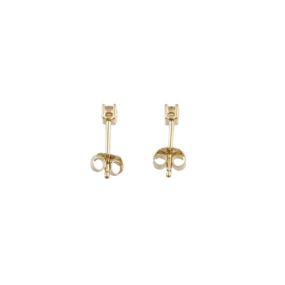 Yellow Gold Round Brilliant Cut Diamond Solitaire Earrings total diamond weight 0.25ct