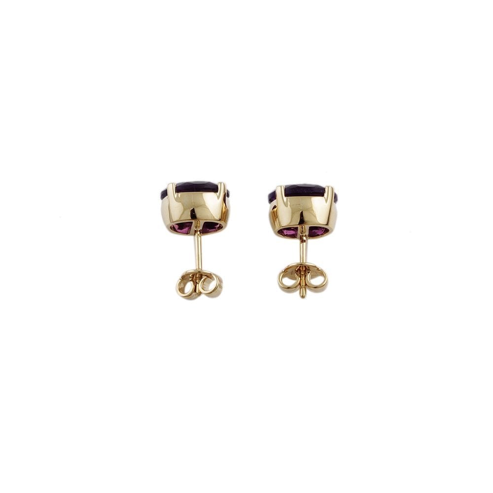 Yellow Gold 4.98ct Oval Amethyst Single Stone Stud Earrings