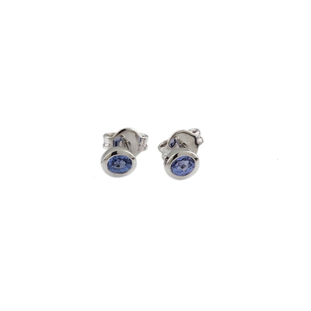 White Gold 0.55ct Oval Blue Sapphire Single Stone Stud Earrings