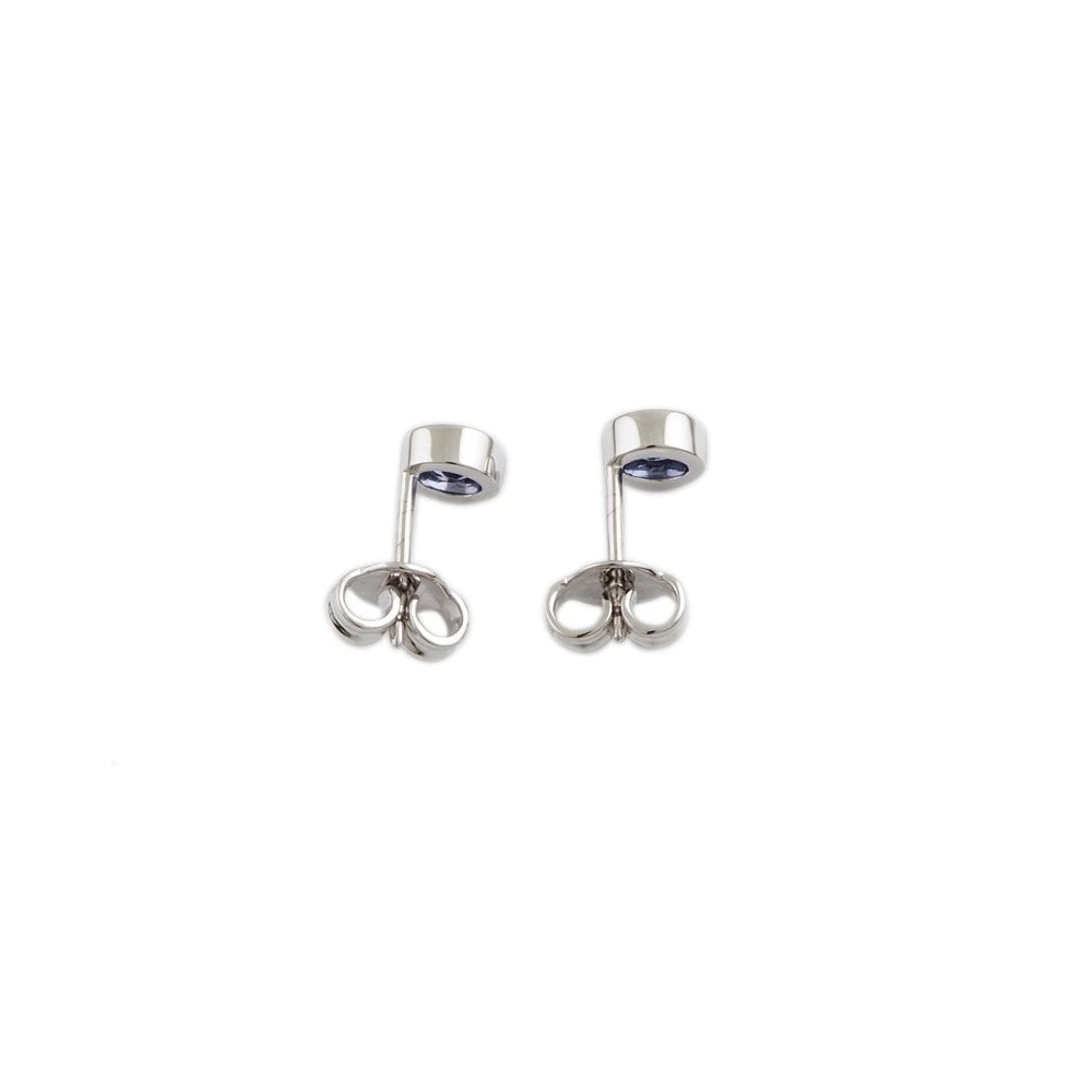 White Gold 0.55ct Oval Blue Sapphire Single Stone Stud Earrings
