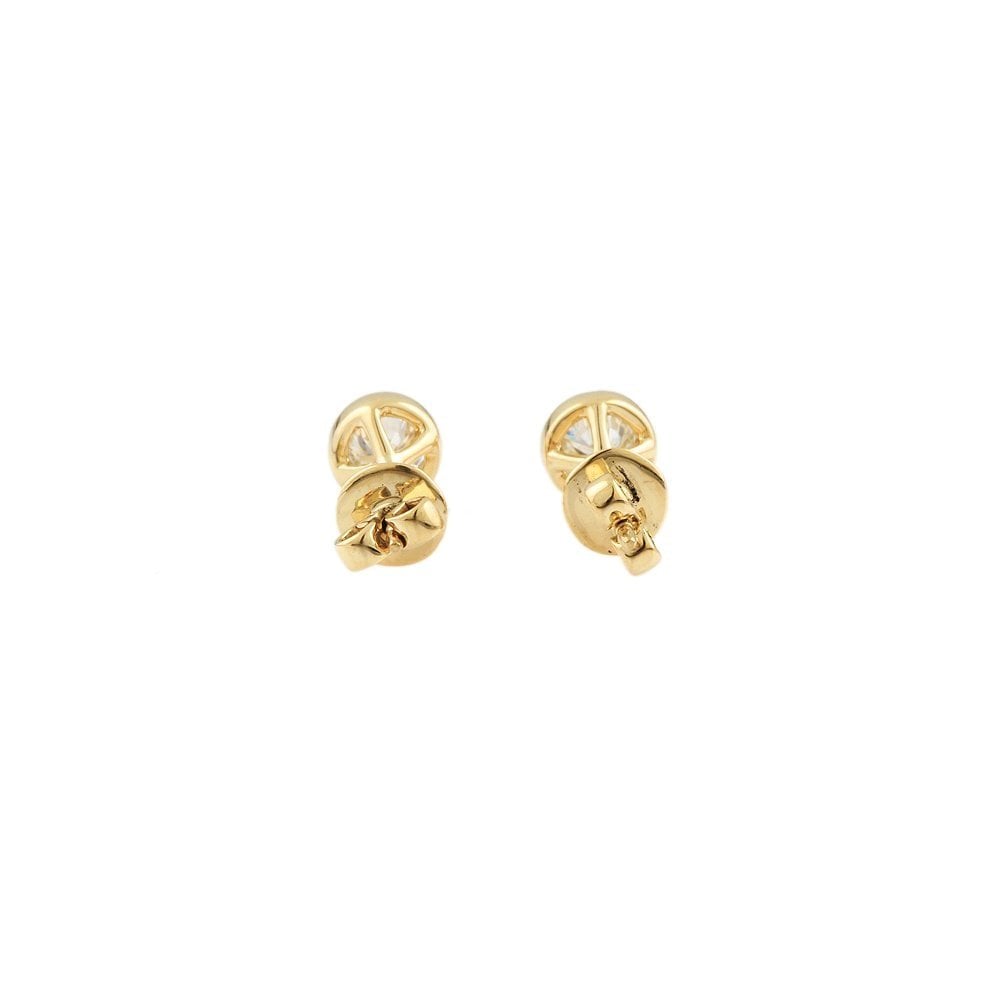 Yellow Gold 0.76ct Round Brilliant Cut Diamond Solitaire Earrings