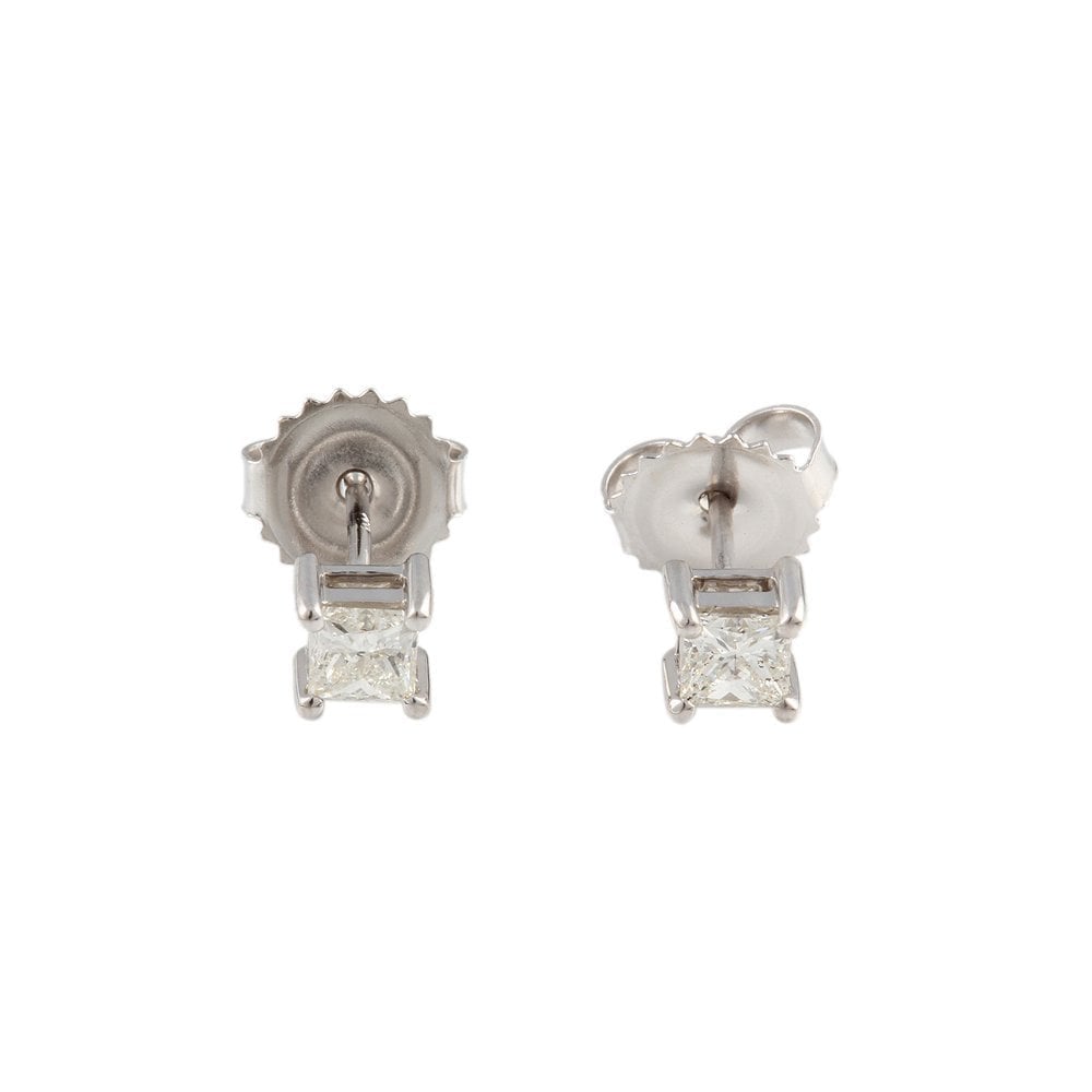 White Gold 0.48ct Princess Cut Diamond Solitaire Earrings