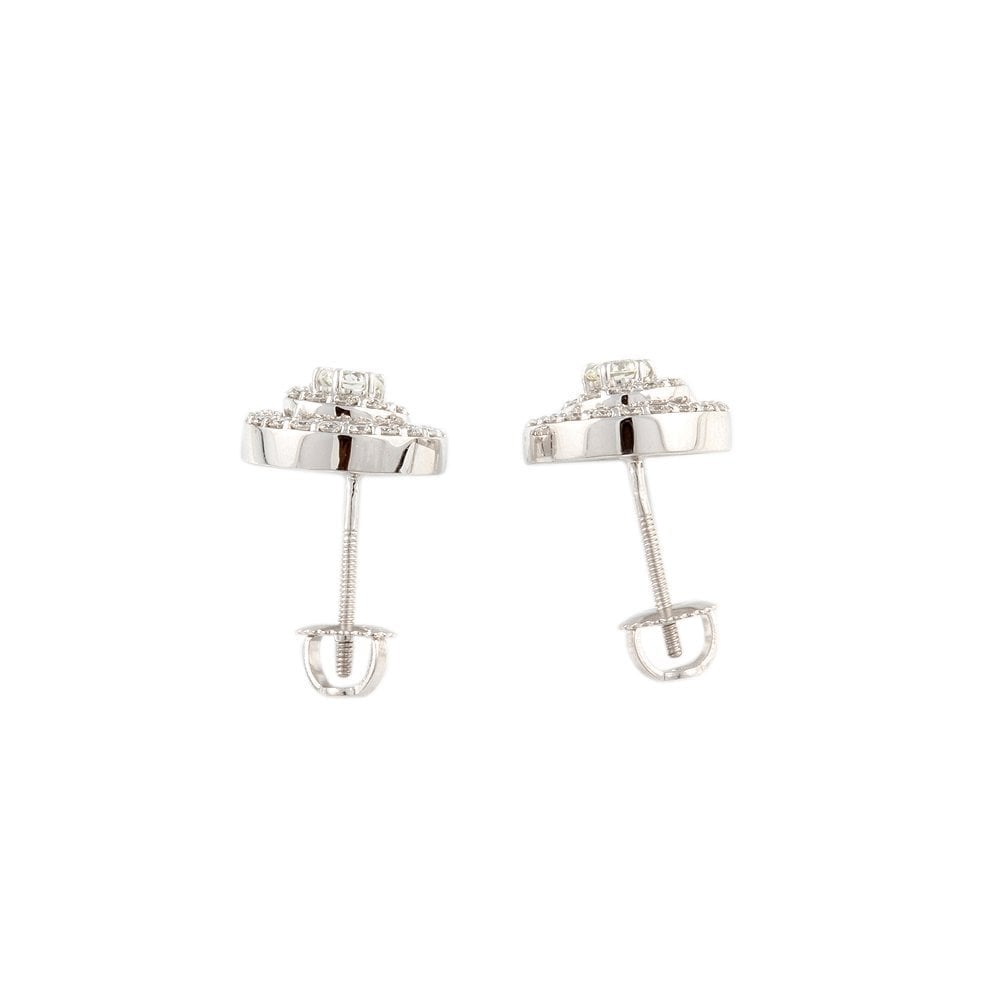White Gold 1.03ct Round Brilliant Cut Diamond Cluster Earrings