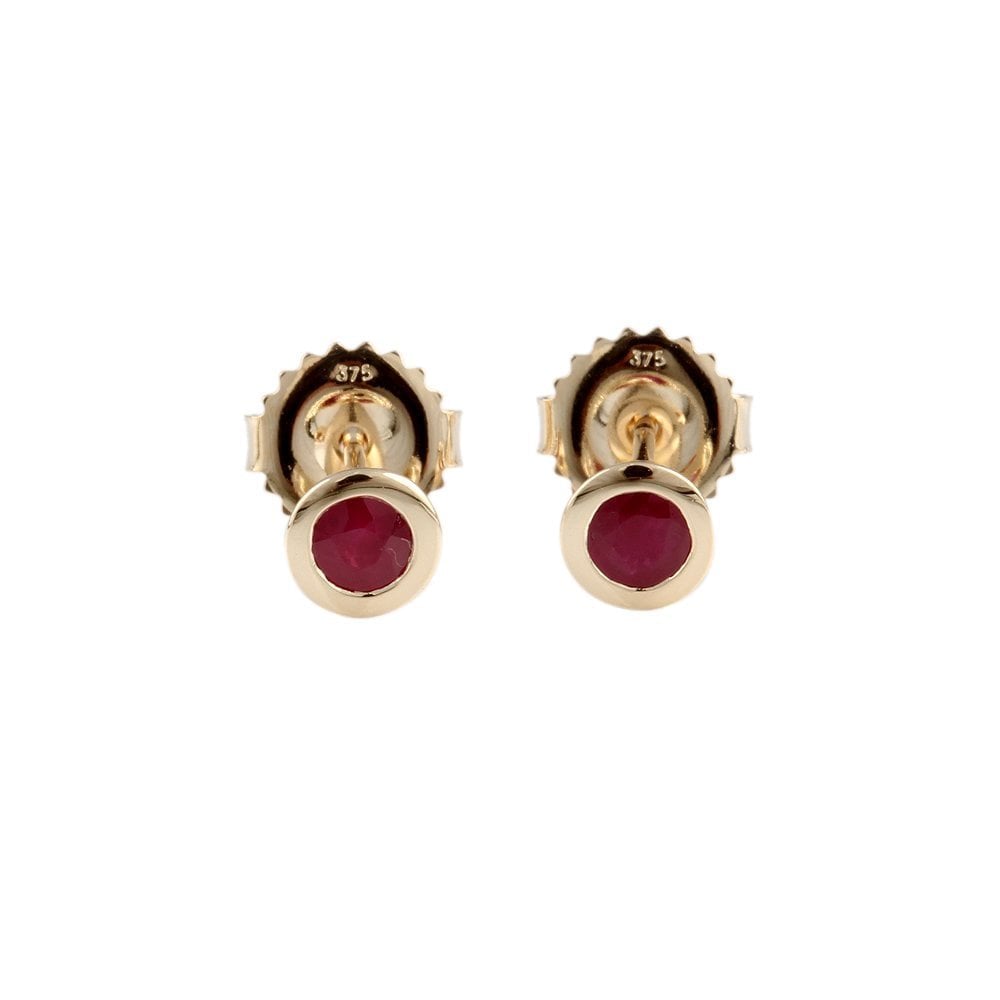 Yellow Gold 0.50ct Round Ruby Single Stone Stud Earrings