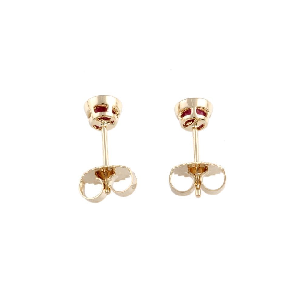 Yellow Gold 0.50ct Round Ruby Single Stone Stud Earrings