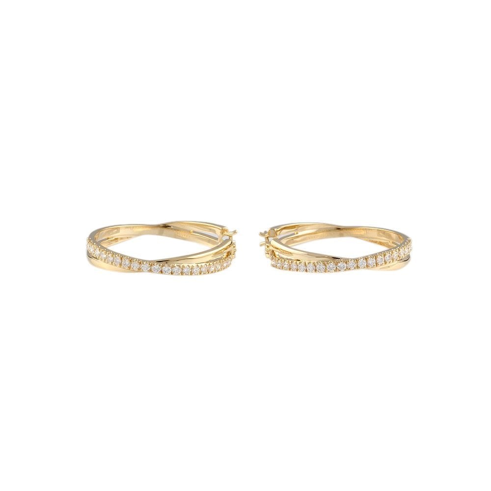 Yellow Gold 0.59ct Round Brilliant Cut Diamond Hoop Earrings