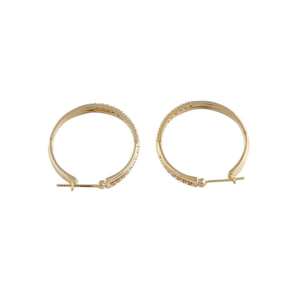 Yellow Gold 0.59ct Round Brilliant Cut Diamond Hoop Earrings