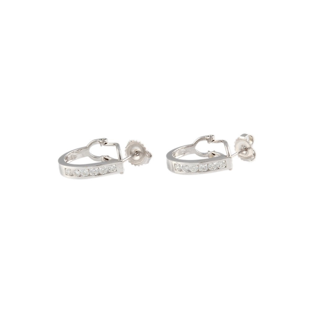 White Gold 0.53ct Round Brilliant Cut Diamond Half Hoop Earrings