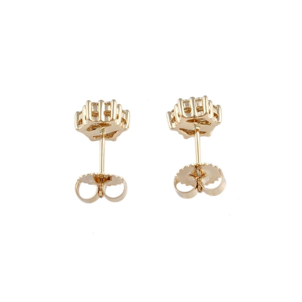 Yellow Gold 0.58ct Round Brilliant Cut Diamond Cluster Earrings