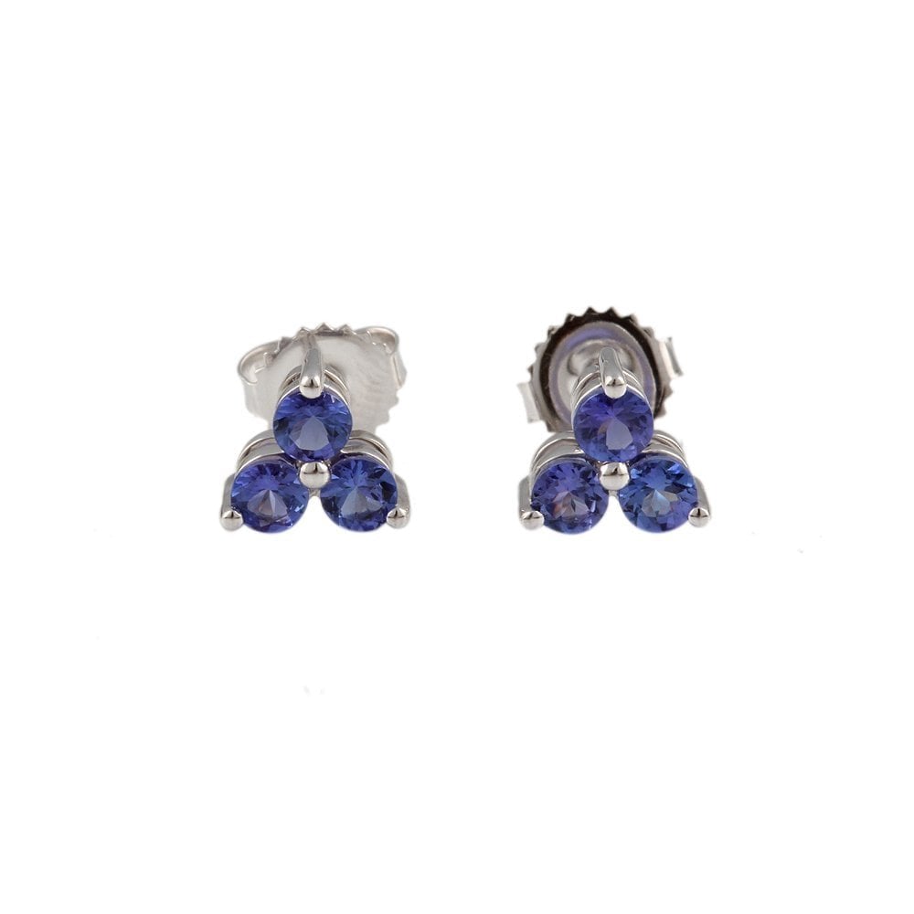 White Gold 1.12ct Round Brilliant Cut Tanzanite Stud Earrings