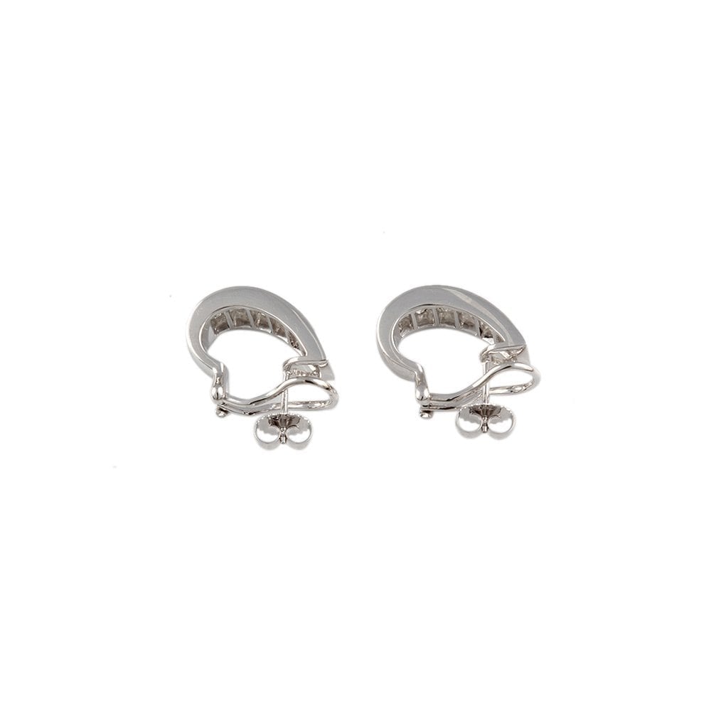 White Gold 2.26ct Baguette Cut Diamond Half Hoop Earrings