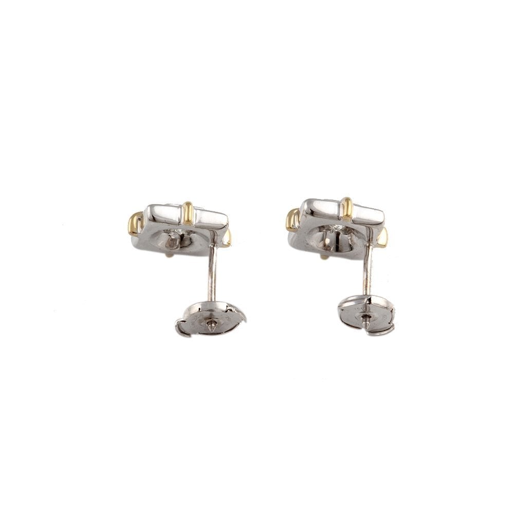 Yellow White Gold 0.52ct Princess Cut Diamond Solitaire Earrings