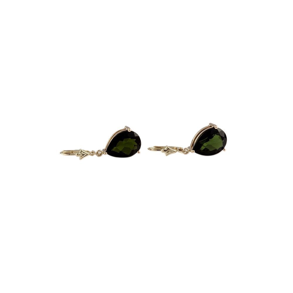 Yellow Gold 10.25ct Pear Shaped Tourmaline Drop Earrings