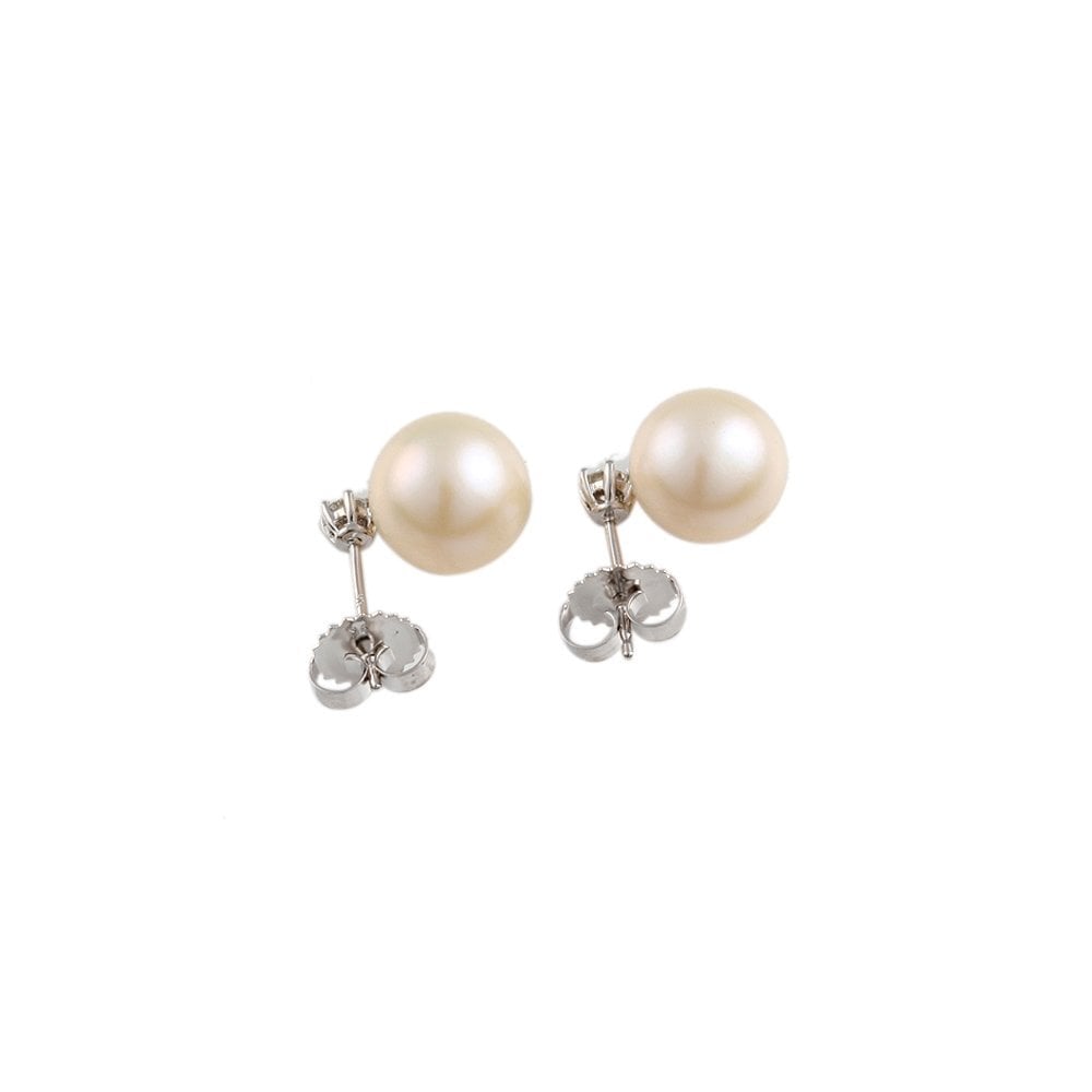 White Gold 0.20ct Round Brilliant Cut Diamond and 15mm Pearl Drop Earrings