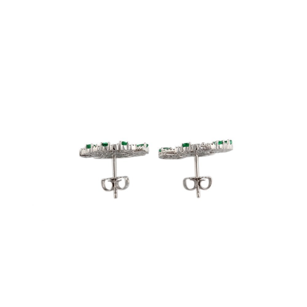 White Gold 1.59ct Diamond and 0.91ct Pear Emerald Cluster Earrings
