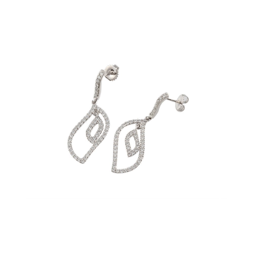 White gold Round Brilliant Cut 1.65ct Diamond Drop Earrings