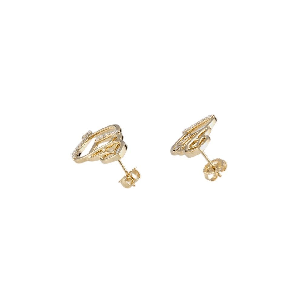 Yellow gold 0.65ct Round Brilliant Cut Diamond Fancy Twist Drop Earrings