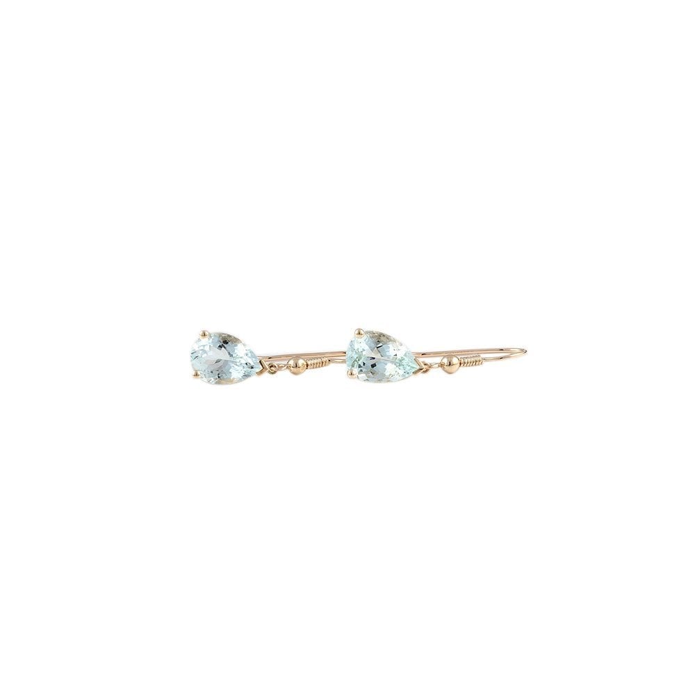 Yellow gold 7.57ct Pear Cut Aquamarine Drop Earrings