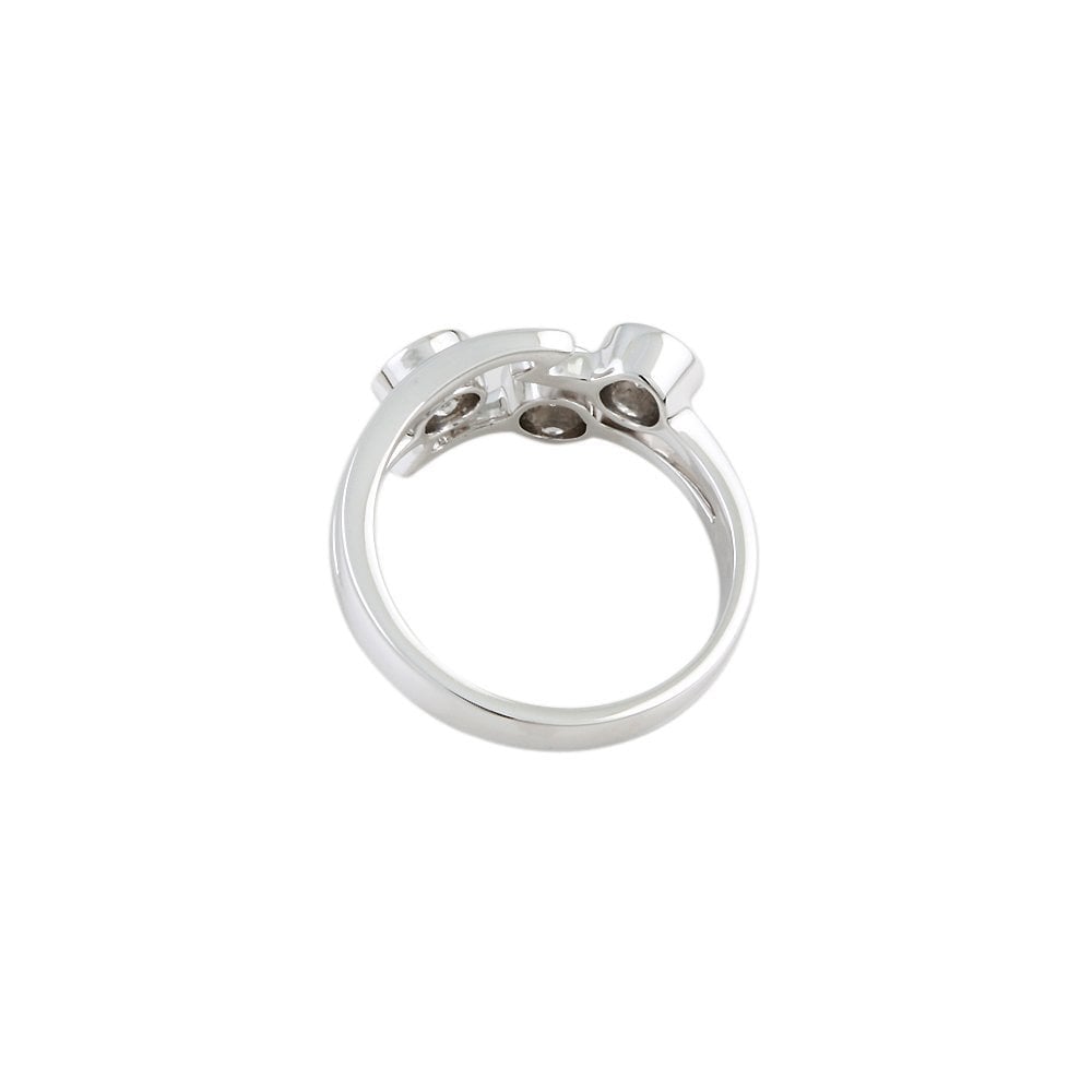White Gold Three Stone Round Cut Diamond Bubble Ring  0.80ct