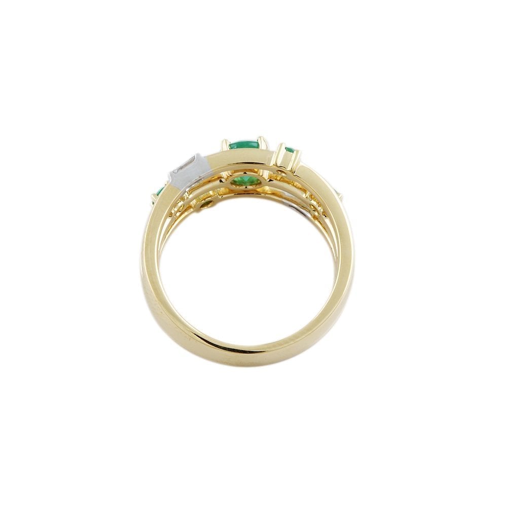 Yellow and White Gold Diamond and Emerald Set Bubble Ring