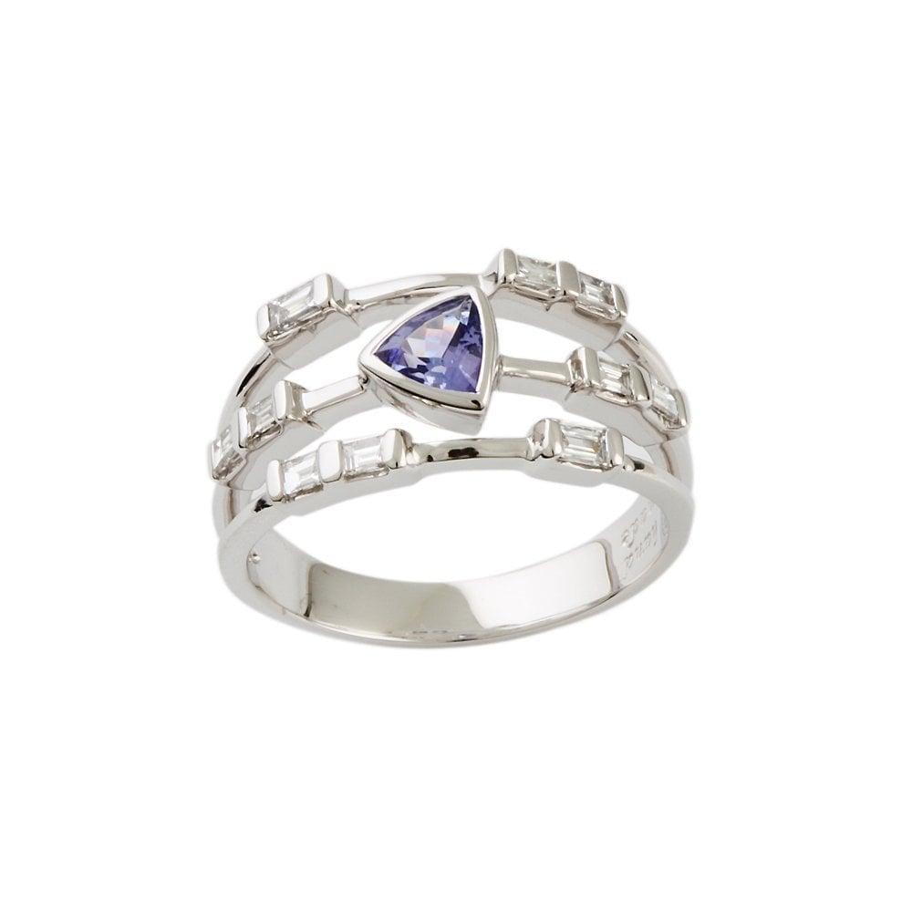White Gold Diamond and Tanzanite Studded Bubble Ring